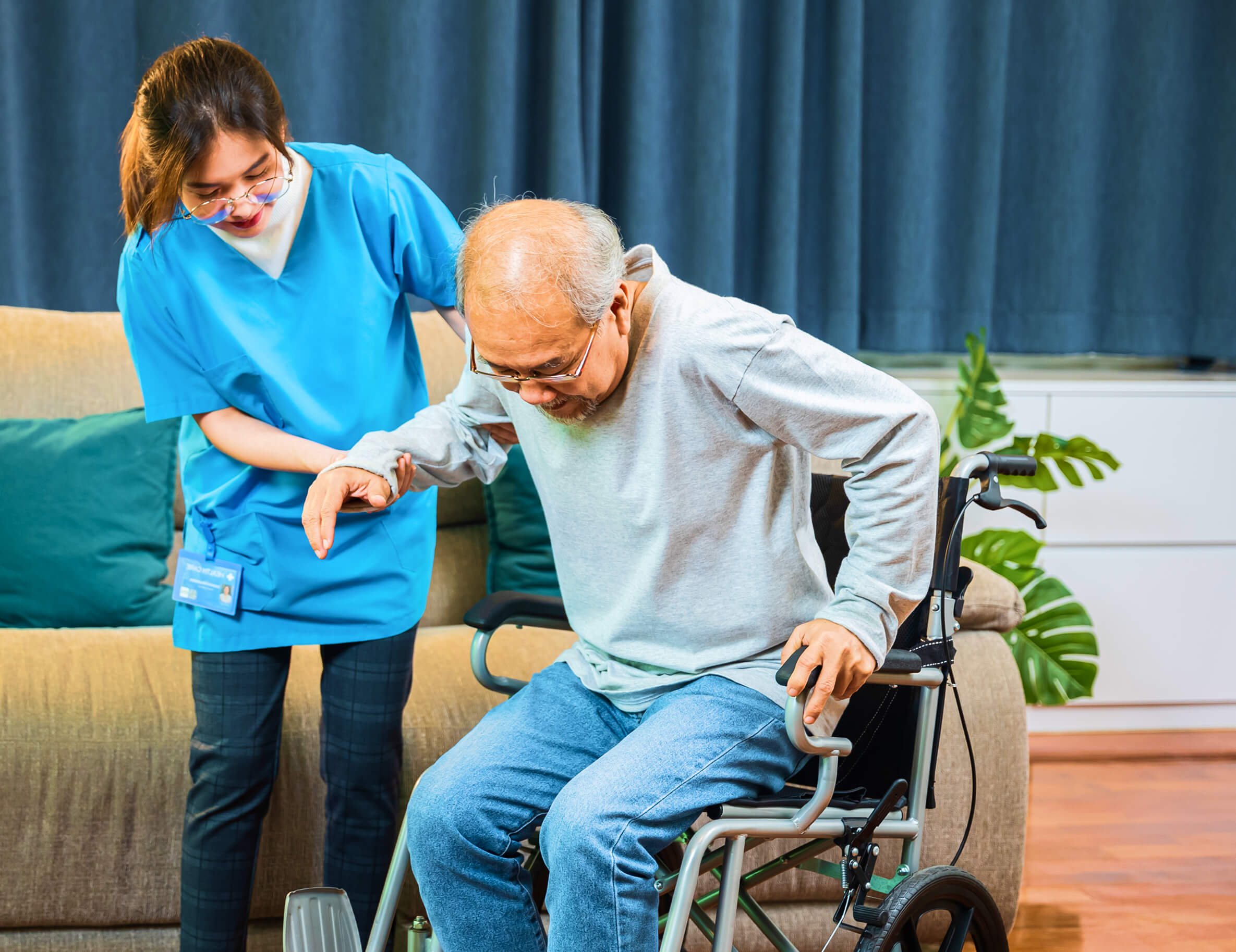 Nursing staff caring for a senior resident
